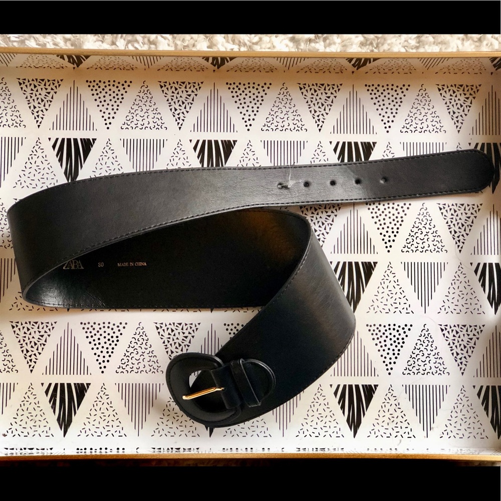 ZARA - Asymmetrical Black Waist Belt 🖤✨